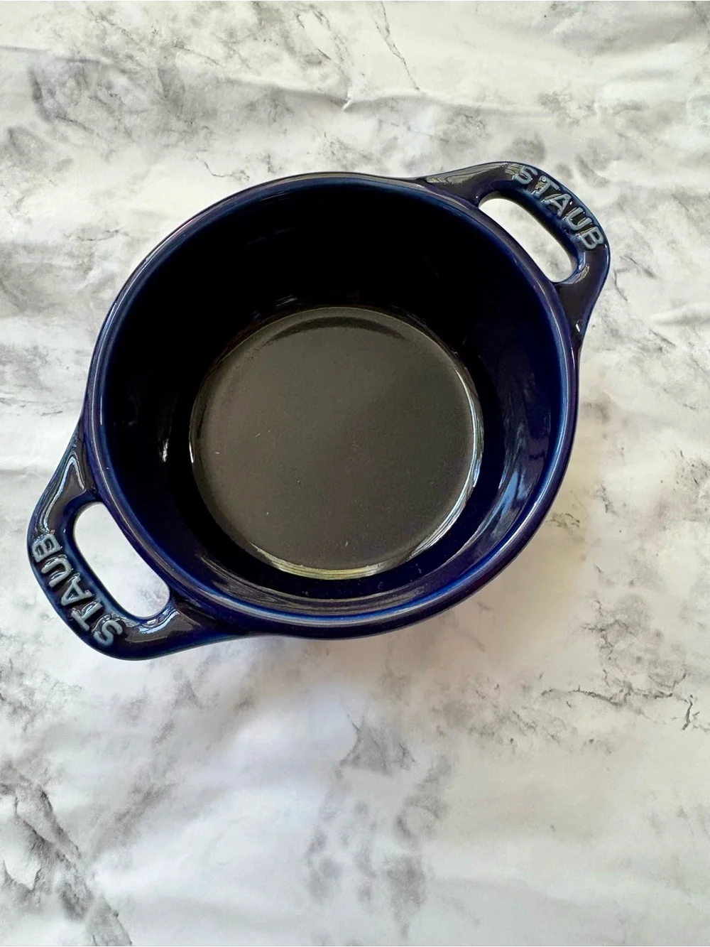 Staub mini round cocotte in sapphire blue